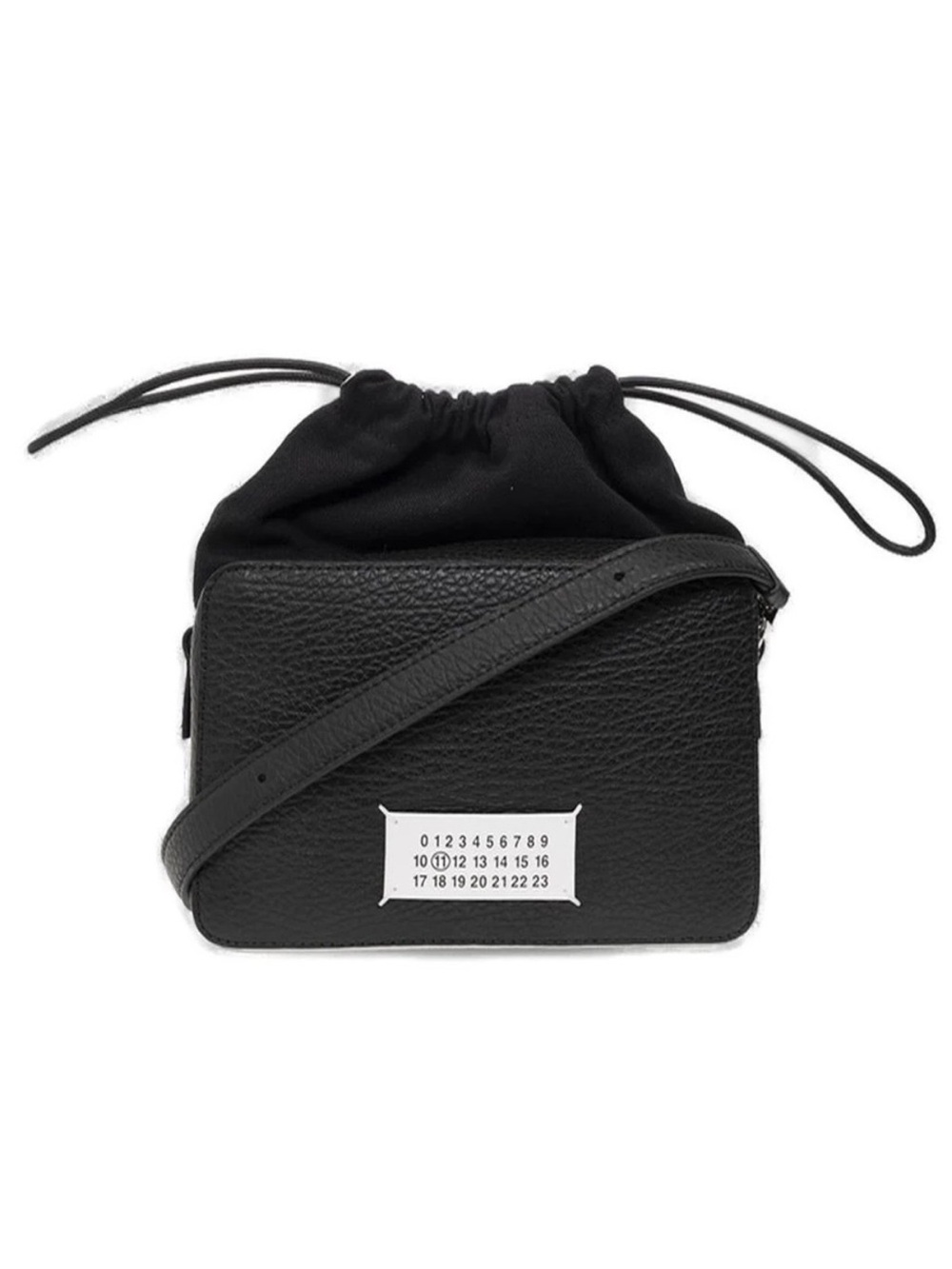 Maison Margiela 5AC Black Leather Drawstring Shoulder Crossbody Camera Bag